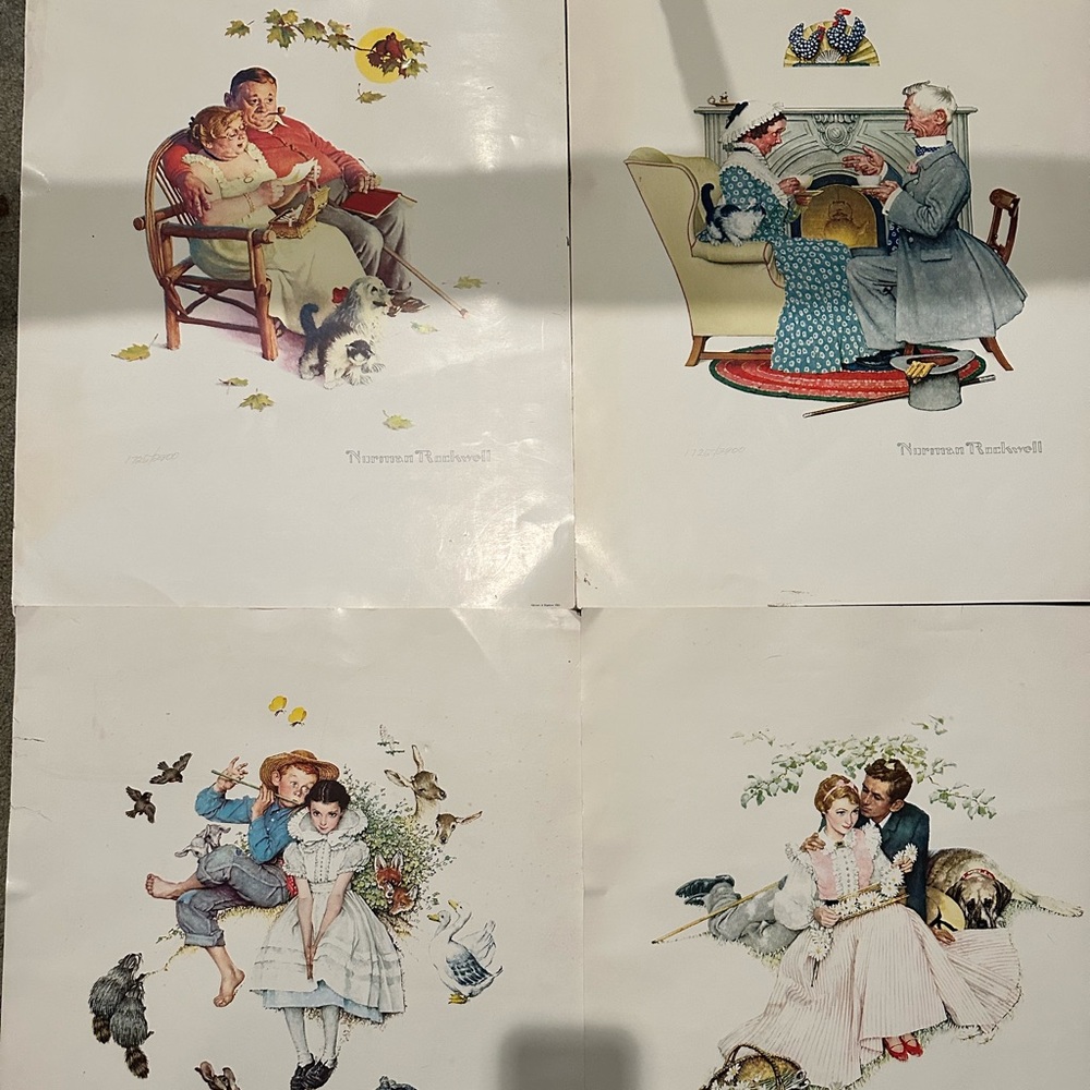 Norman Rockwell pictures, unframed originals. Great condition
